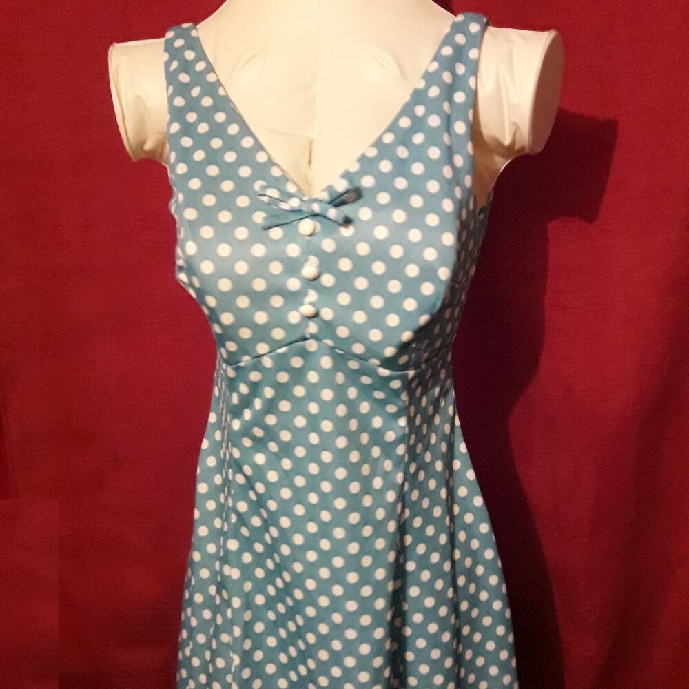 Vintage 70s Polka Dot Mini Dress, Built-In Bra, "Linda Originals" Montreal, XS